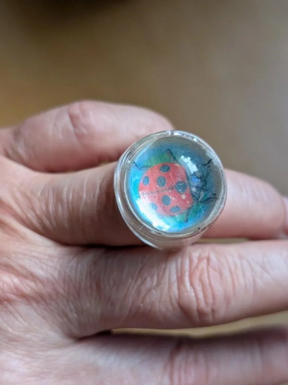Rare Large Vintage Halloween Lady Bug Ring. Check the pictures for details